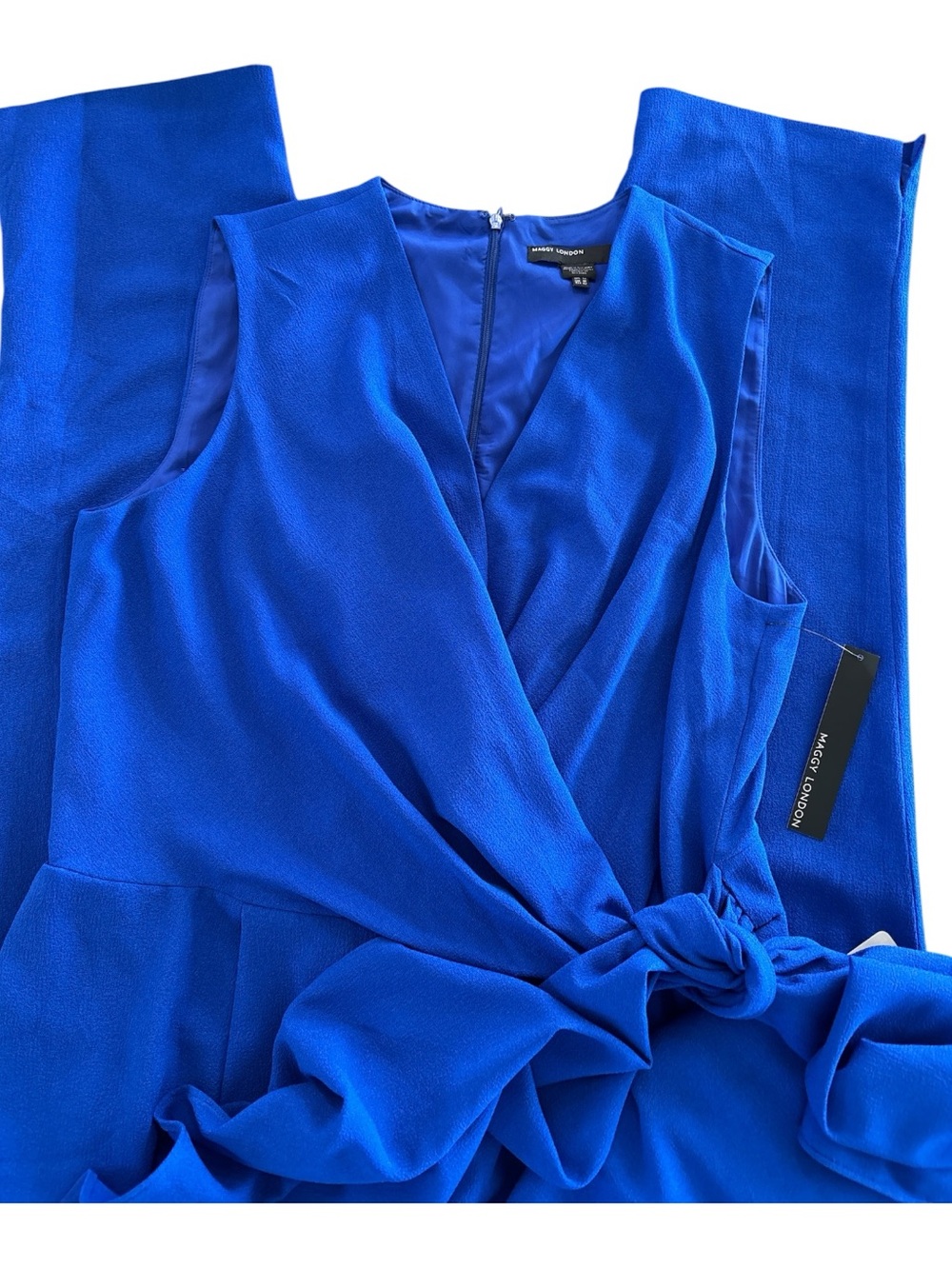 Maggy London Mirene Royal Blue Sleeveless Wrap Jumpsuit - Picture 3 of 7